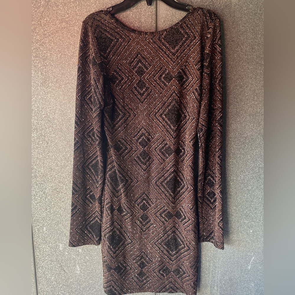 Elegant Brown Geometric Pattern Dress